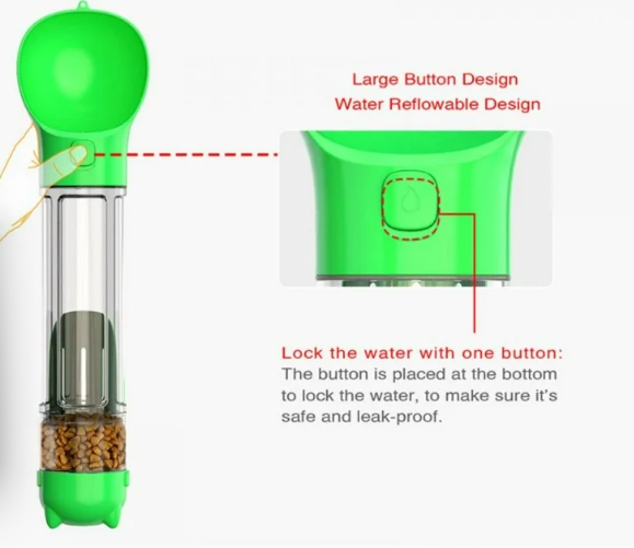 đ¶ 4-in-1 Pet Travel Water Bottle â Hydration, Snacks & Clean-Up Made Easy